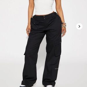 Fashion Nova Black Wide Leg Cargo Pants